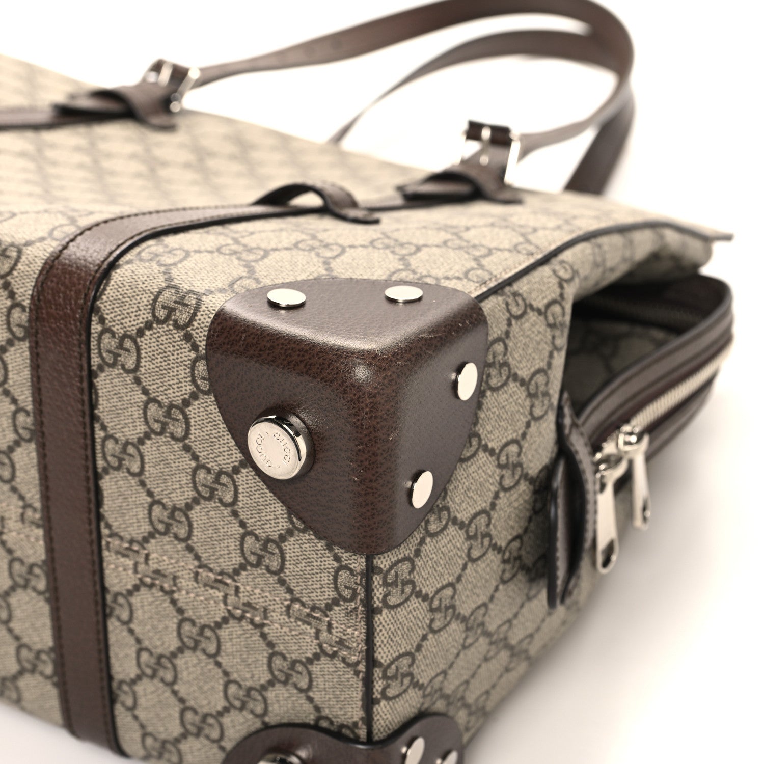 Gucci GG Supreme Monogram Textured Dollar Calfskin Medium Detail Tote Beige Ebony New Acero 11 of 11
