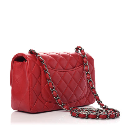 Chanel Lambskin Quilted Mini Rectangular Flap Red 3 of 10