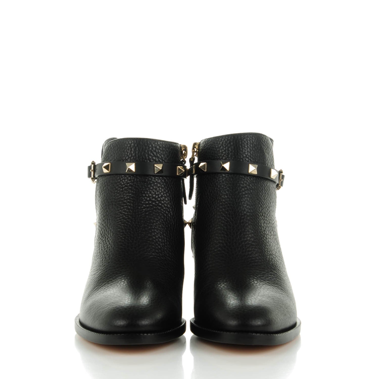 Valentino Garavani Grained Calfskin Rockstud Single Buckle 35mm Cowboy Ankle Boots 37 Black 2 of 8