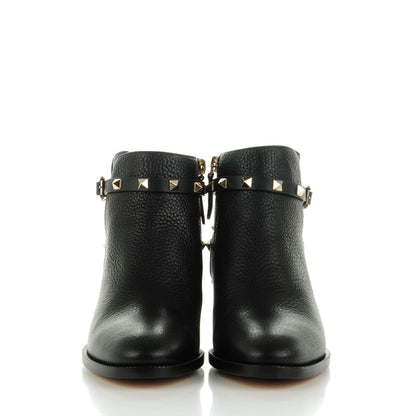Valentino Garavani Grained Calfskin Rockstud Single Buckle 35mm Cowboy Ankle Boots 37 Black 2 of 8