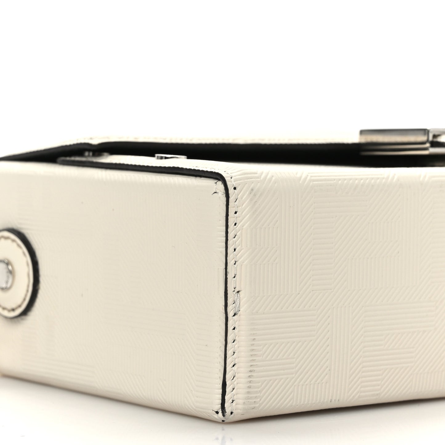 Vitello King FF Lines Embossed Baguette Soft Trunk White