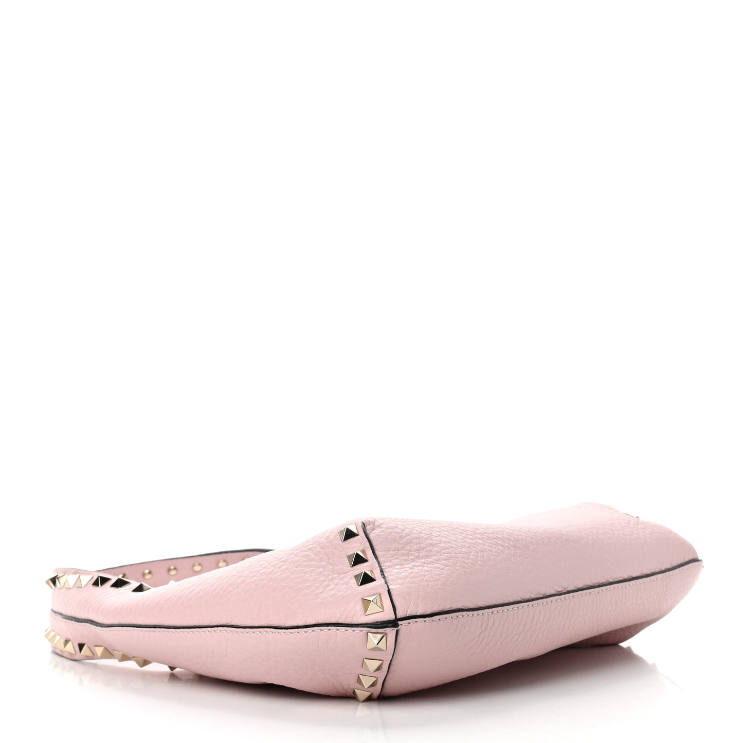 Pebbled Calfskin Small Rockstud Flip Lock Hobo Light Pink