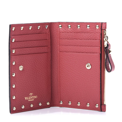 Valentino Garavani Pebbled Calfskin Rockstud Coin Case Card Holder Pink 5 of 7