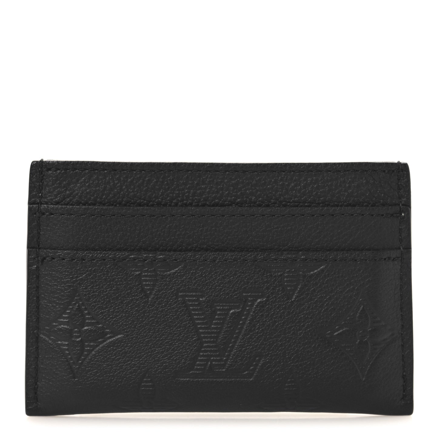 Calfskin Monogram Shadow Double Card Holder Black
