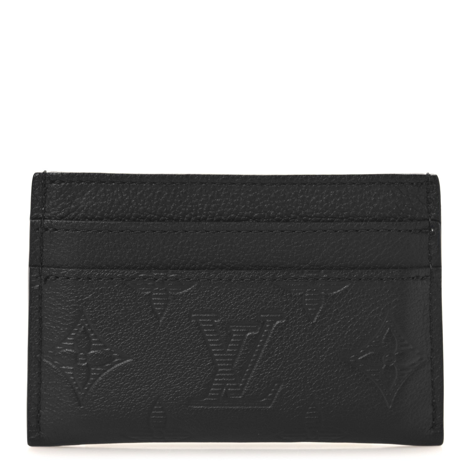 Louis Vuitton Calfskin Monogram Shadow Double Card Holder Black 1 of 7