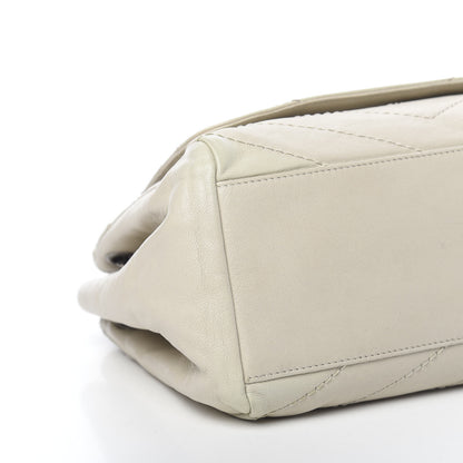Saint Laurent Pebbled Lambskin Chevron Monogram Small Nolita White Vintage 10 of 12