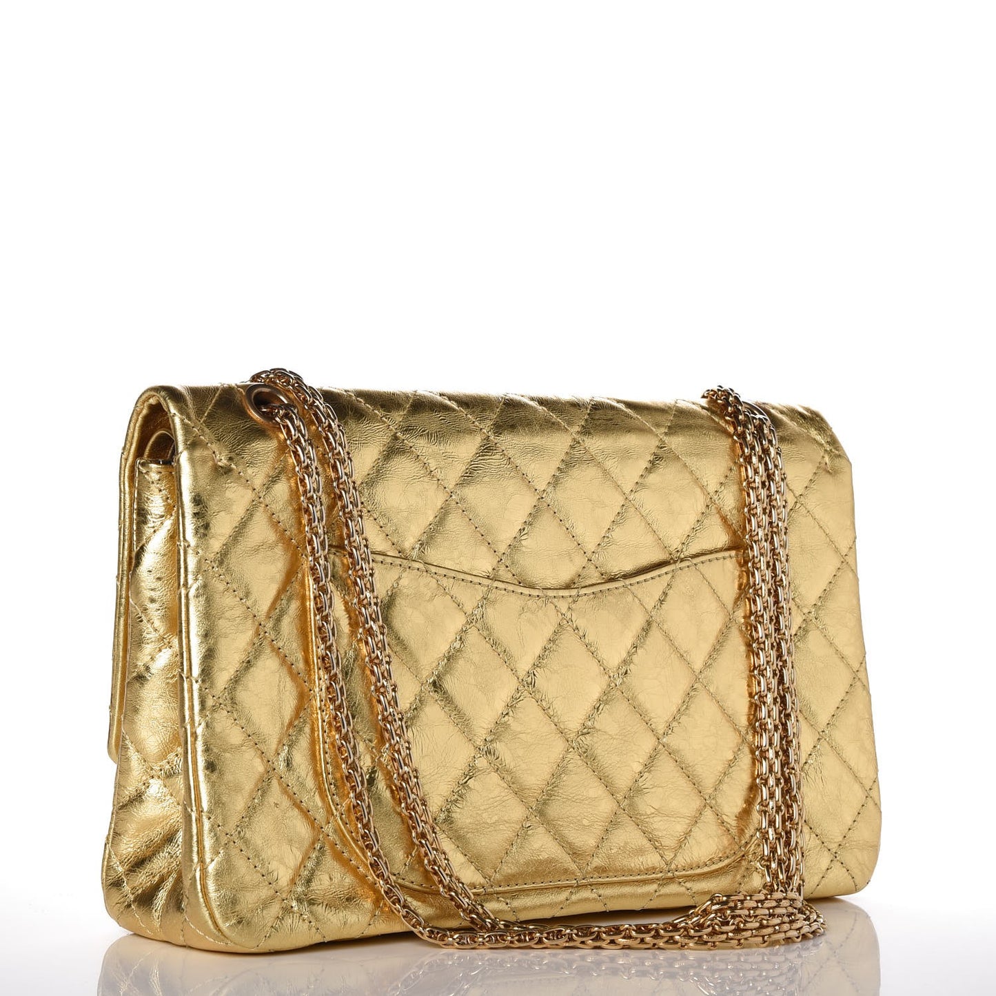 Metallic Aged Calfskin Quilted 2.55 Reissue 227 Flap Gold