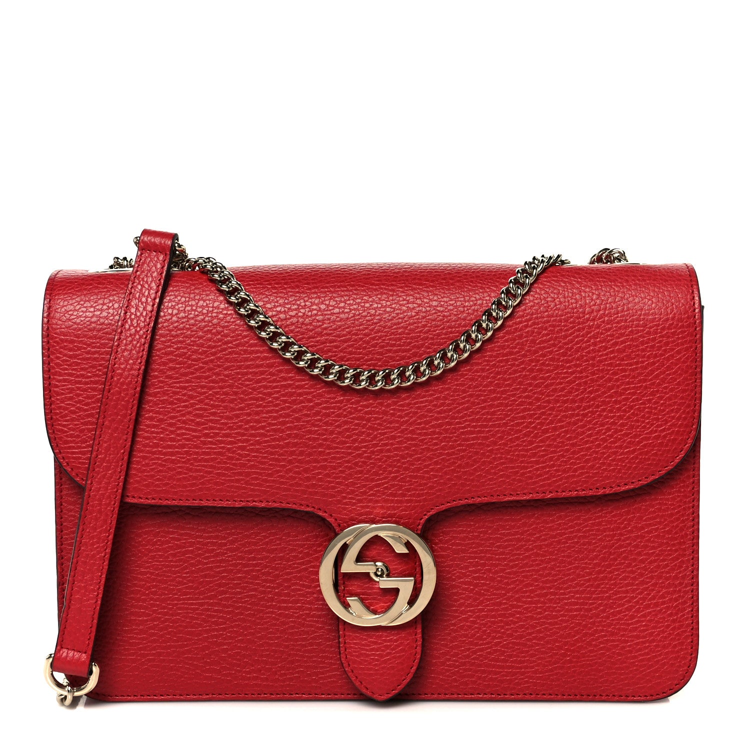 Gucci Dollar Calfskin Interlocking G Shoulder Bag Red 1 of 11