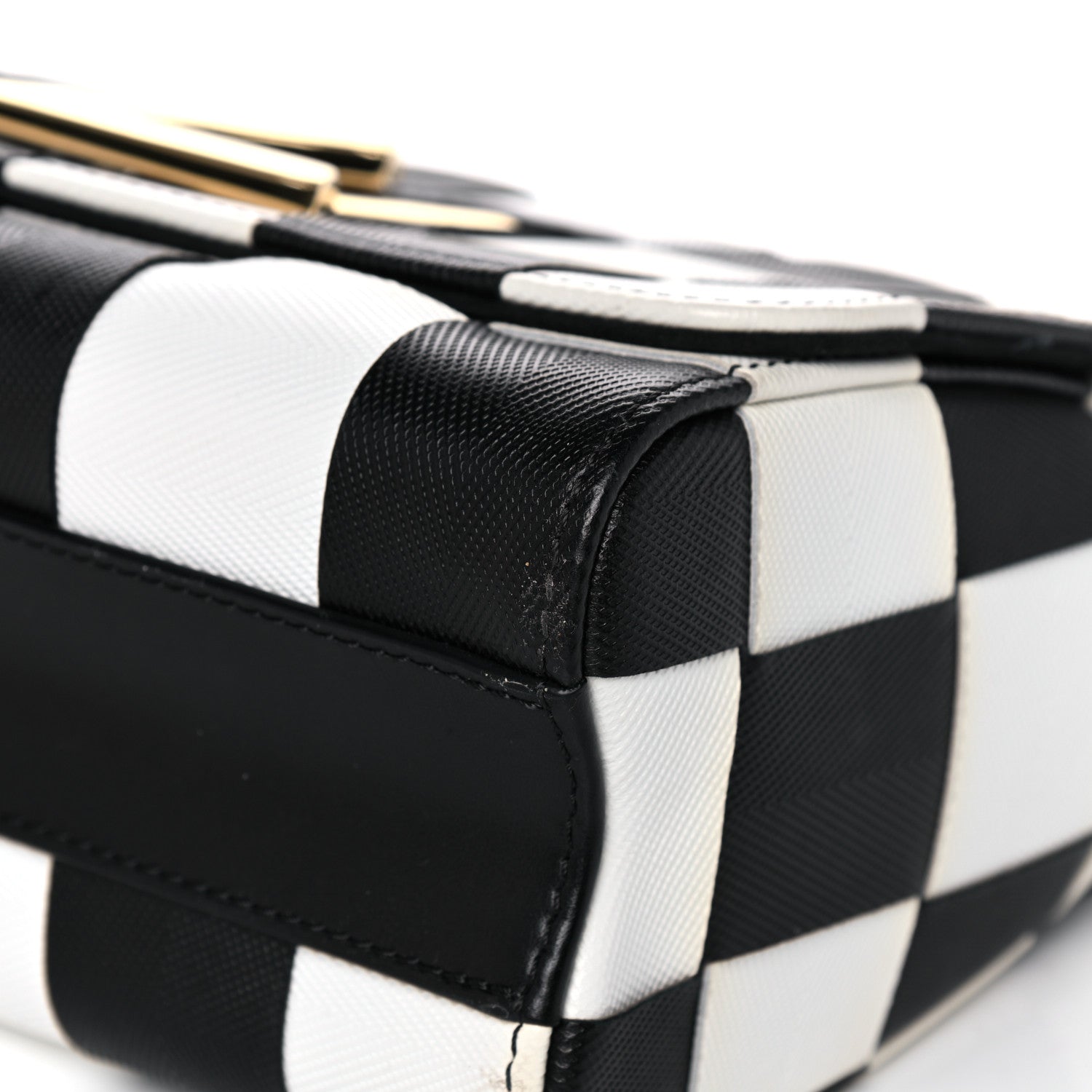 Louis Vuitton Calfskin Damier Tressage Twist Shoulder Bag MM Black White 8 of 13