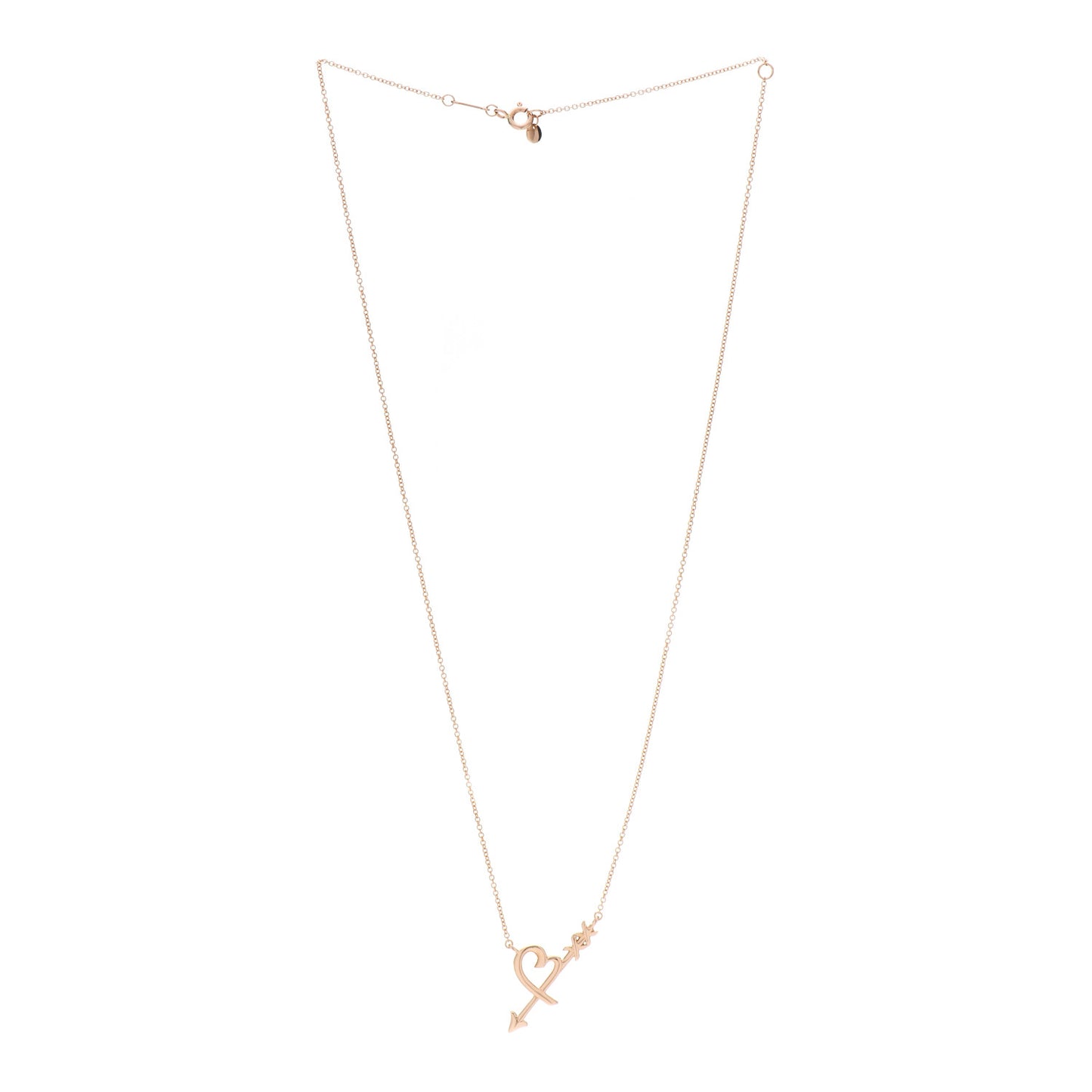 18K Rose Gold Paloma Picasso Heart and Arrow Pendant Necklace
