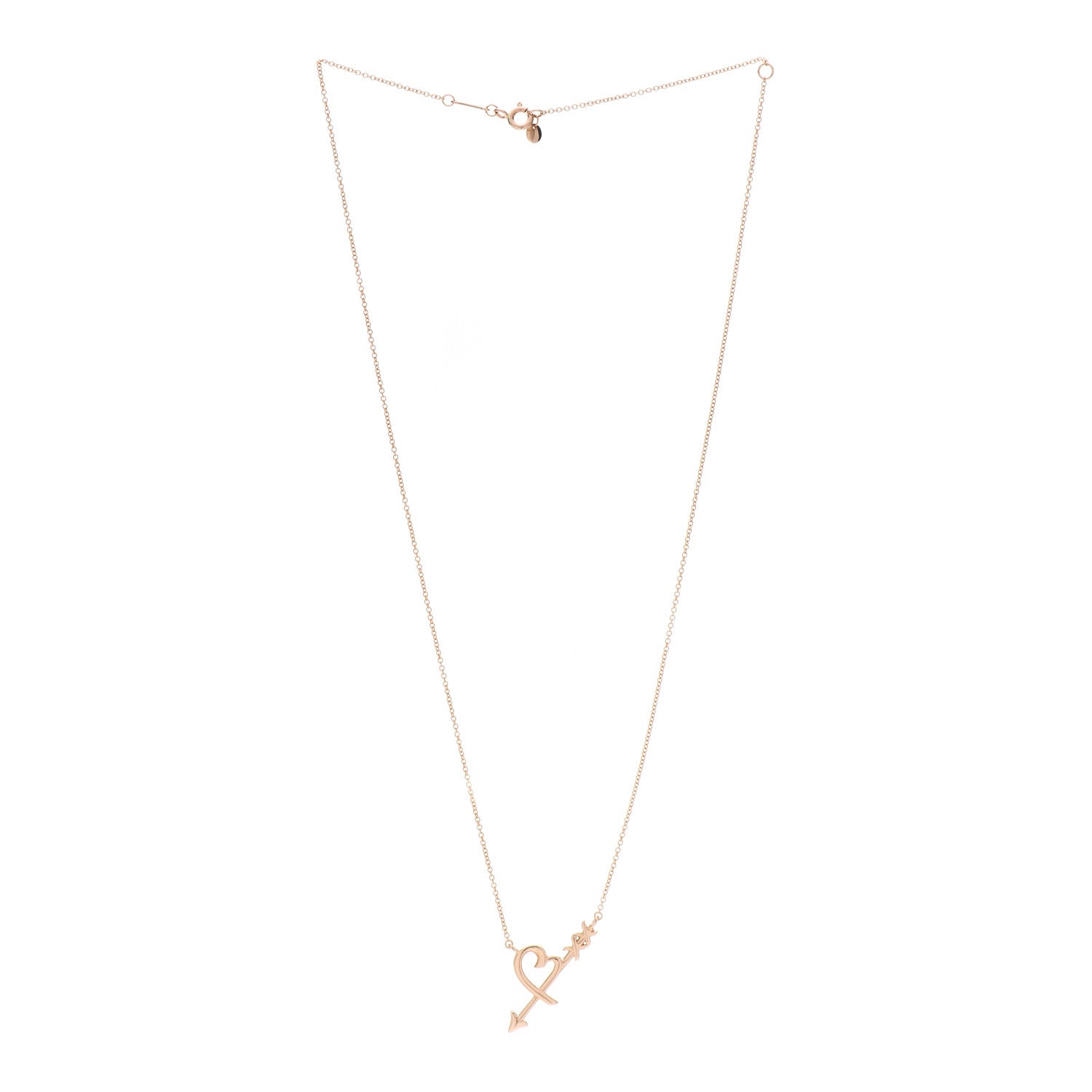 Tiffany 18K Rose Gold Paloma Picasso Heart and Arrow Pendant Necklace 3 of 6