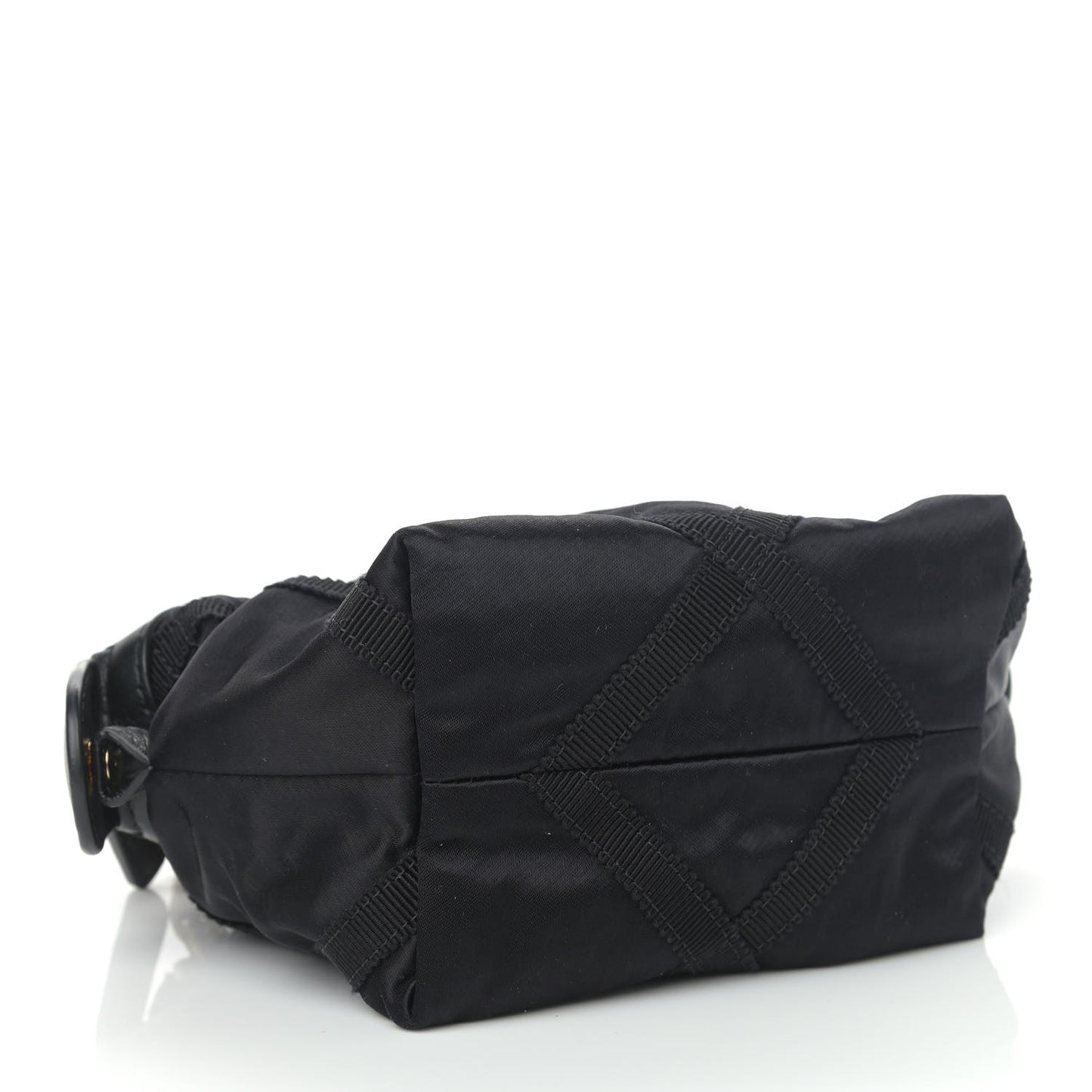 Nylon Grosgrain Quilted Lifestyle Clutch with Chain Black