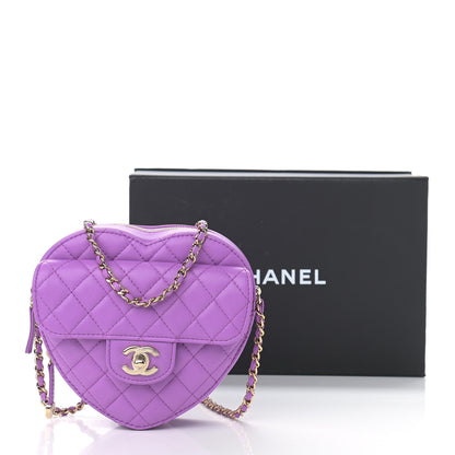 Chanel Lambskin Quilted CC In Love Heart Bag Purple 11 of 11