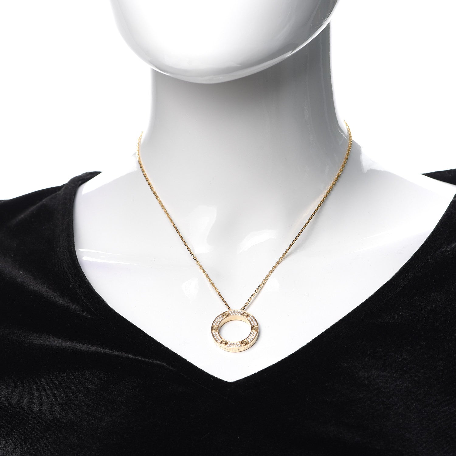 Cartier 18K Yellow Gold Diamond LOVE Paved Necklace 2 of 5