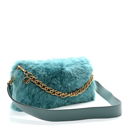 Fendi Alpaca Fur Large Baguette Blue 3 of 9