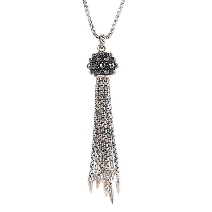 David Yurman Sterling Silver Hematine Cable Berries Tassel Pendant Necklace 4 of 5