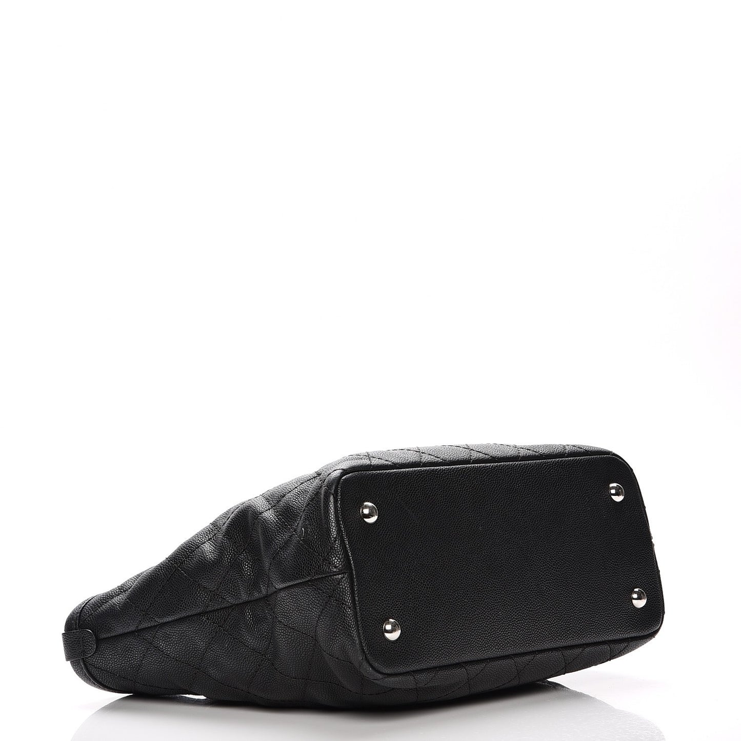 Grained Calfskin Quilted Small Daily Shopping Tote Black