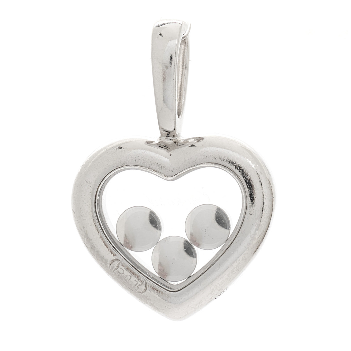 18K White Gold 3 Happy Diamonds Icons Heart Pendant