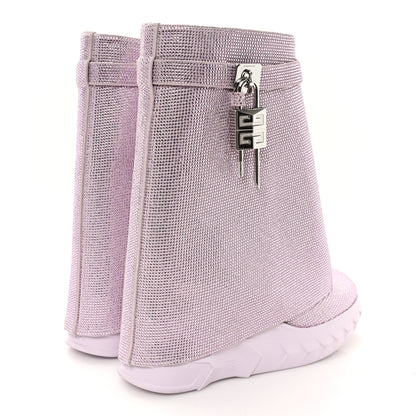 Givenchy Suede Strass Shark Lock Biker Ankle Boots 40 Pink 5 of 9