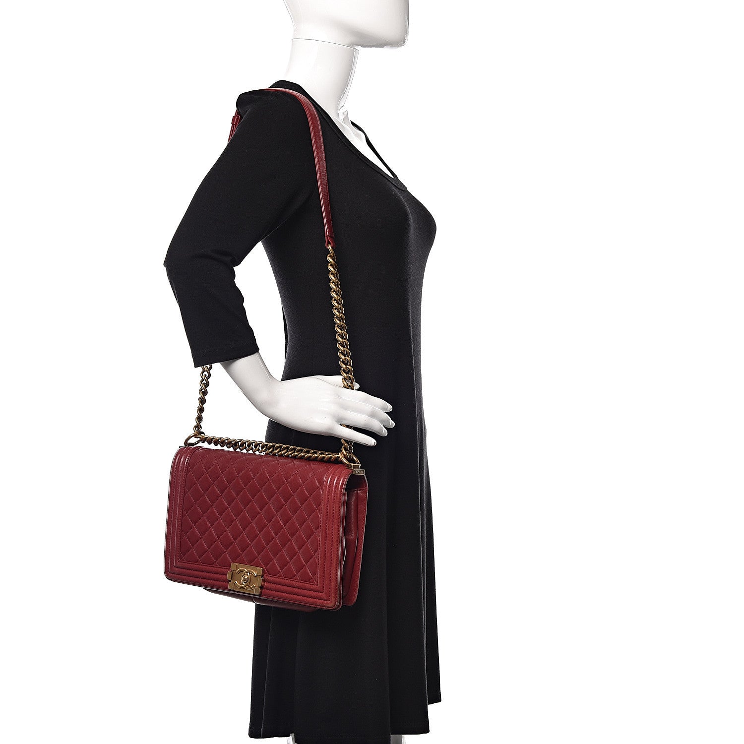 Chanel Lambskin Quilted New Medium Boy Flap Dark Red 2 of 12