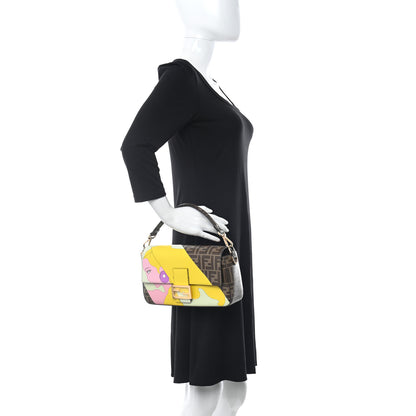 Fendi Glazed Fabric FF 1974 Hairdo Girls Inlay Baguette Mogano Panna Multicolor 2 of 9