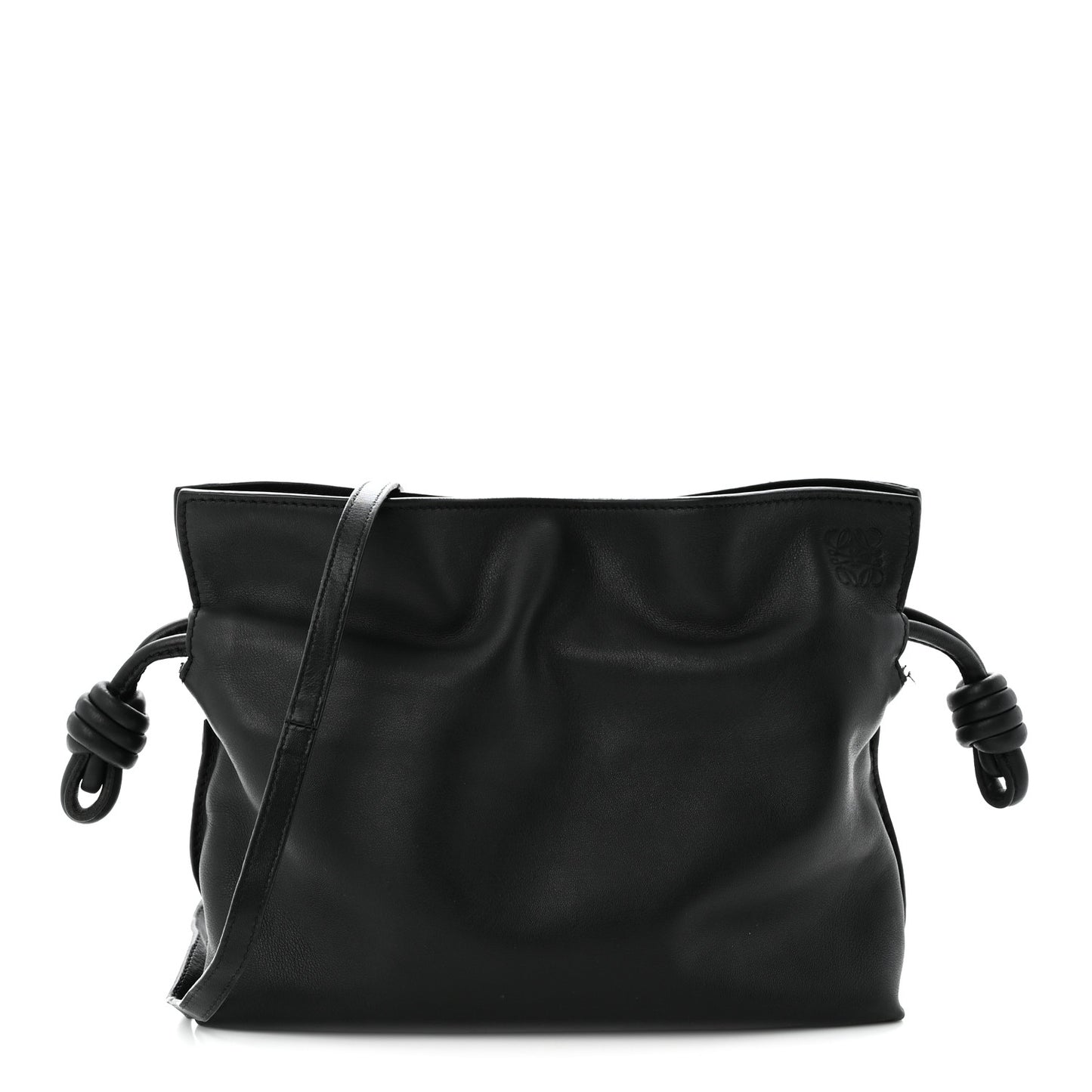 Calfskin Mini Flamenco Knot Clutch Black