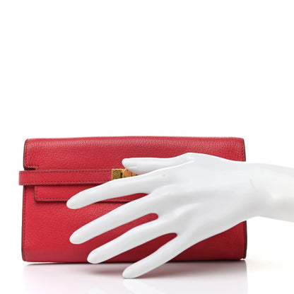 Hermes Chevre Mysore Kelly Longue Wallet Bougainvillea 2 of 16