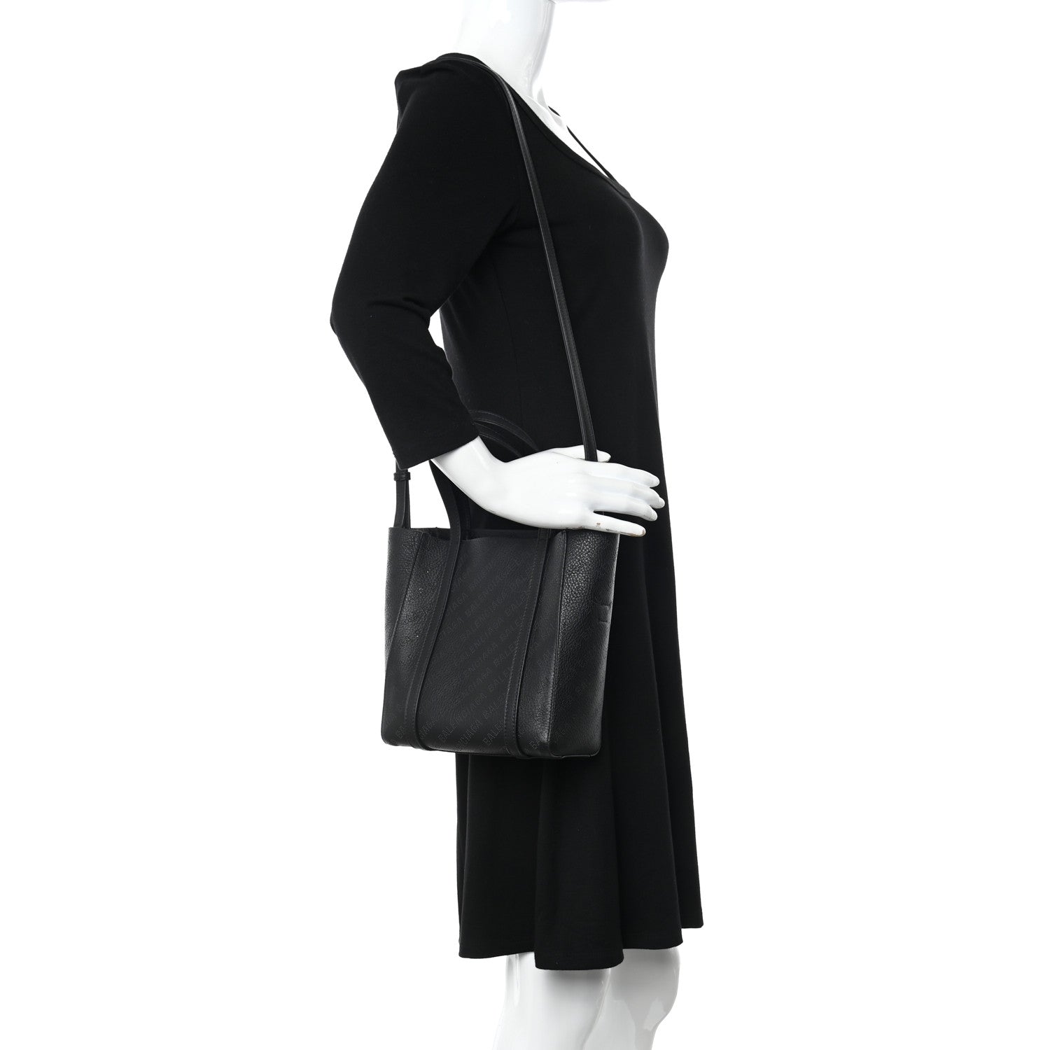 Balenciaga Smooth Calfskin Logo Perforated XXS Everyday Tote Black 2 of 12