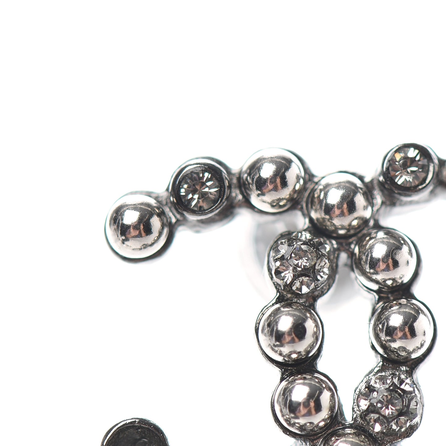 Bead Crystal CC Dangle Earrings Silver Black