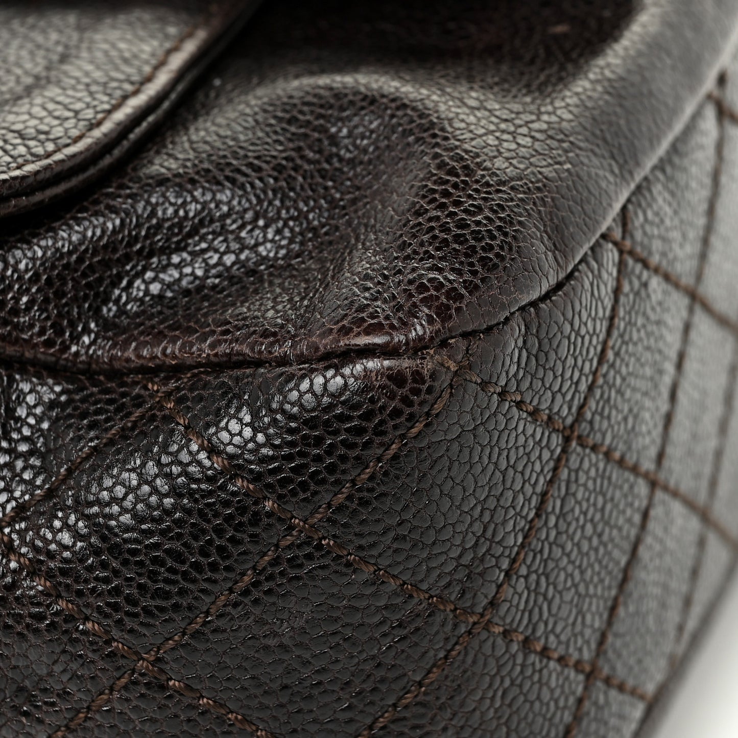 Glazed Caviar Small Pocket In The City Shoulder Bag Brown