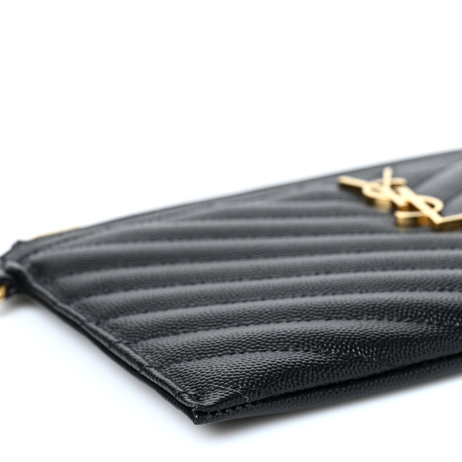Saint Laurent Grain De Poudre Chevron Monogram Large Bill Pouch Black 8 of 9