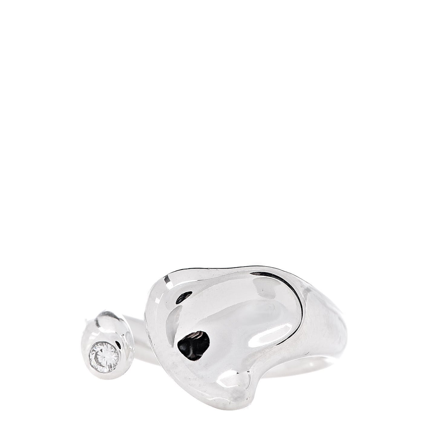 Sterling Silver Diamond Elsa Peretti Full Heart Ring 48 4.5