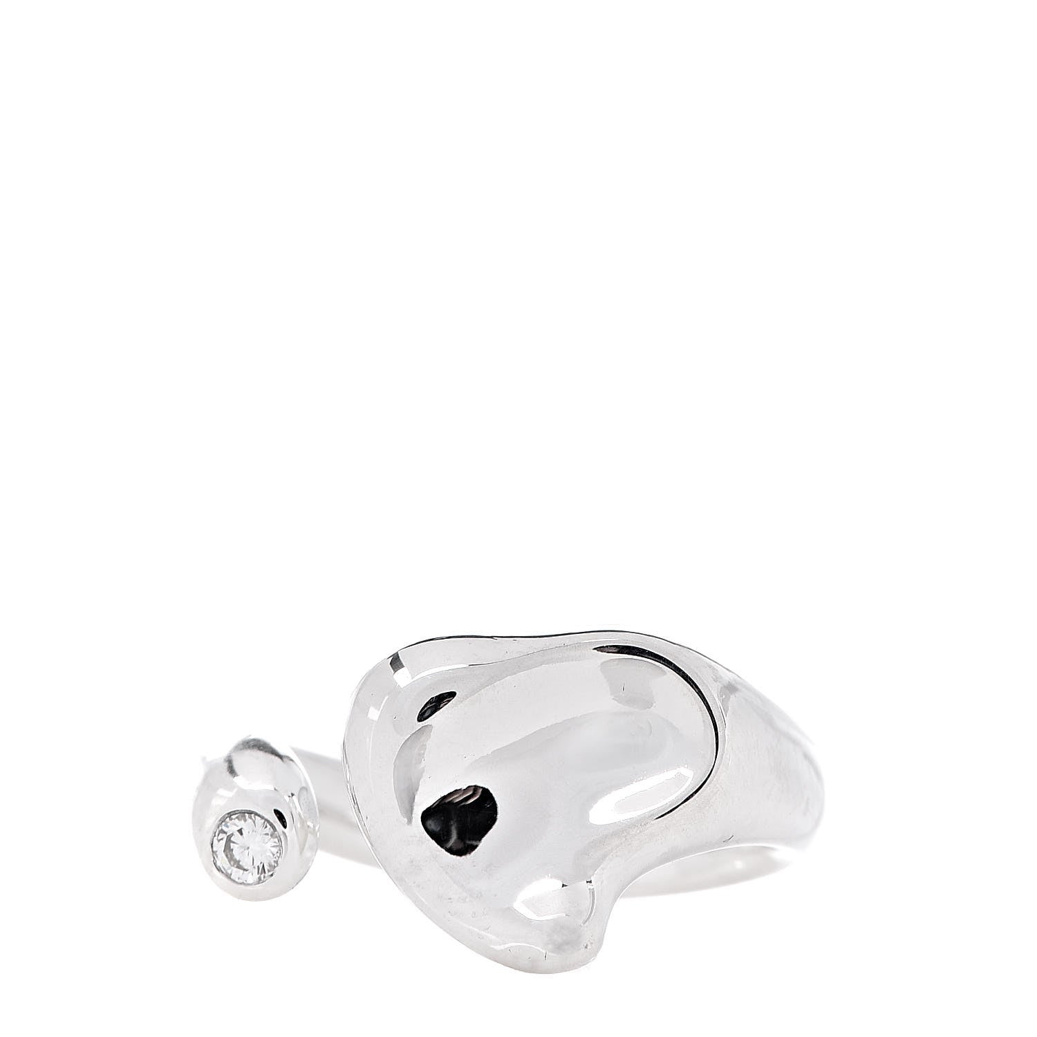 Tiffany Sterling Silver Diamond Elsa Peretti Full Heart Ring 48 4.5 1 of 4