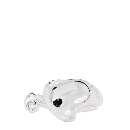 Tiffany Sterling Silver Diamond Elsa Peretti Full Heart Ring 48 4.5 1 of 4