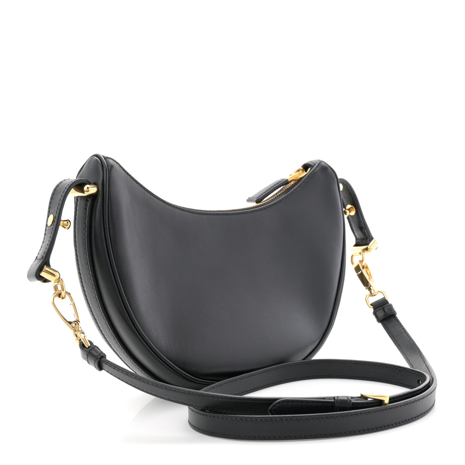 Prada Soft Calfskin Arque Shoulder Bag Black 3 of 11