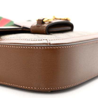 Gucci GG Supreme Monogram Azalea Calfskin Web Mini Horsebit 1955 Shoulder Bag Beige Ebony Brown Sugar 9 of 11