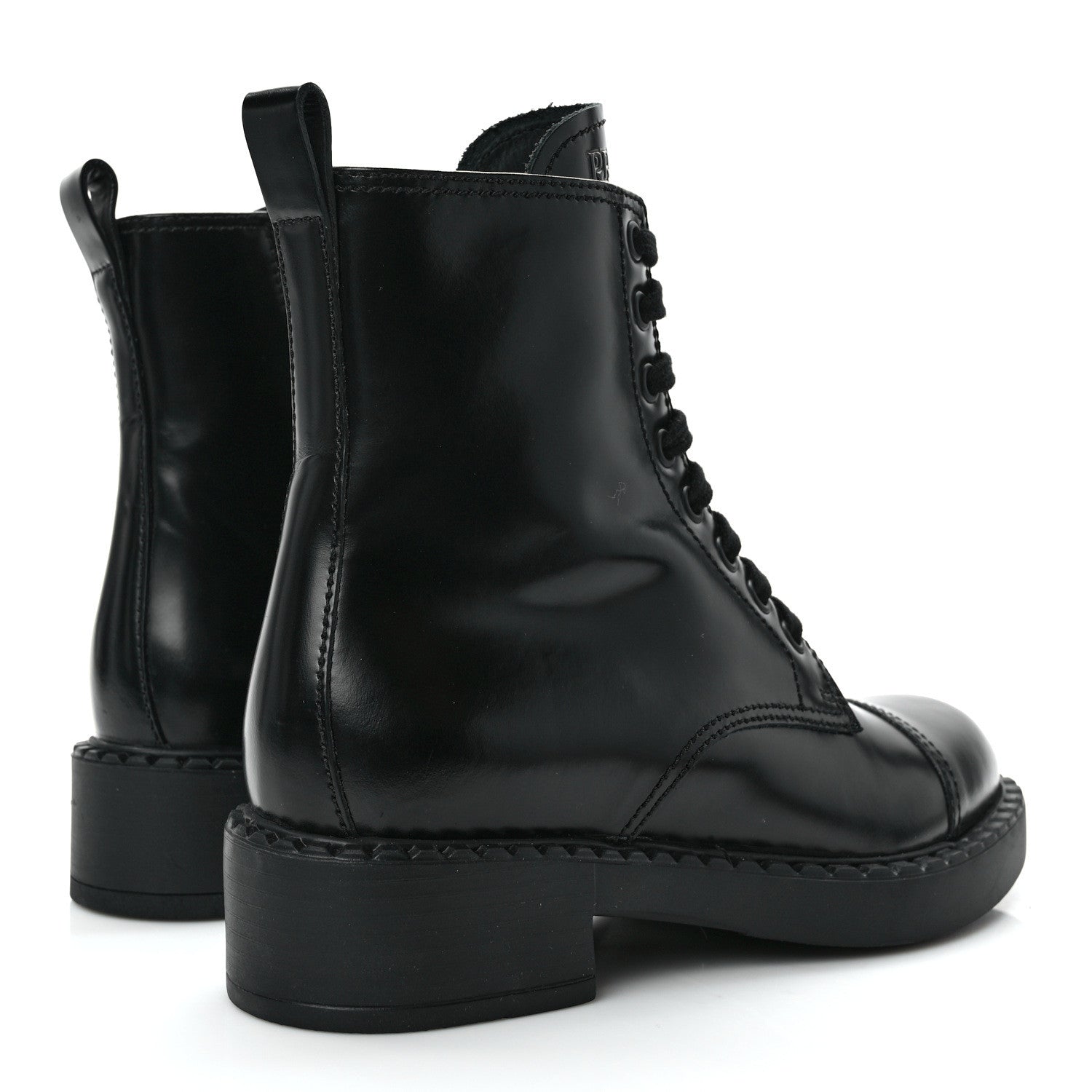 Prada Spazzolato Chocolate 50mm Combat Boots 35.5 Black 4 of 10