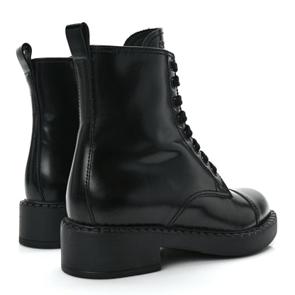 Prada Spazzolato Chocolate 50mm Combat Boots 35.5 Black 4 of 10