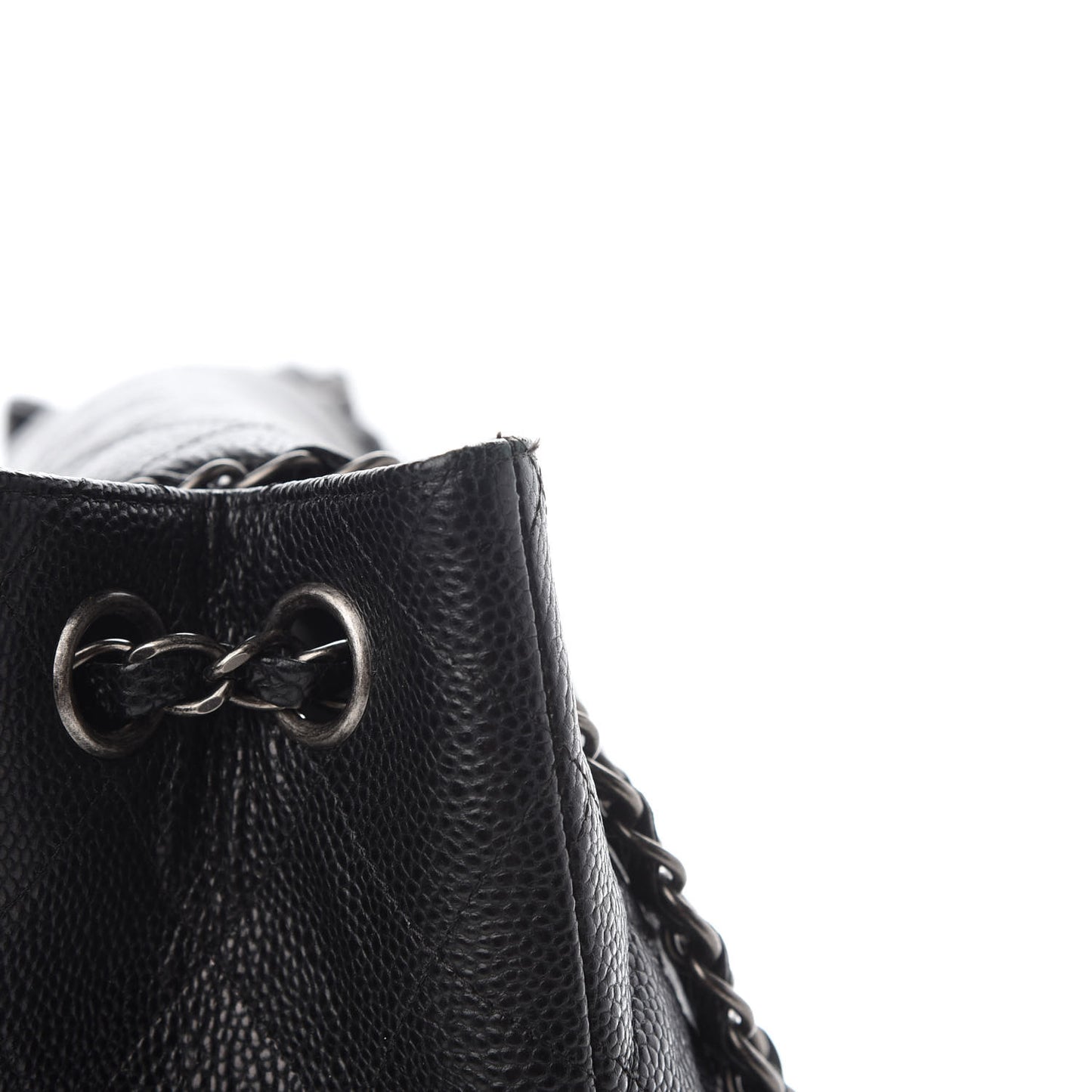 Caviar Quilted Flap Tote Black