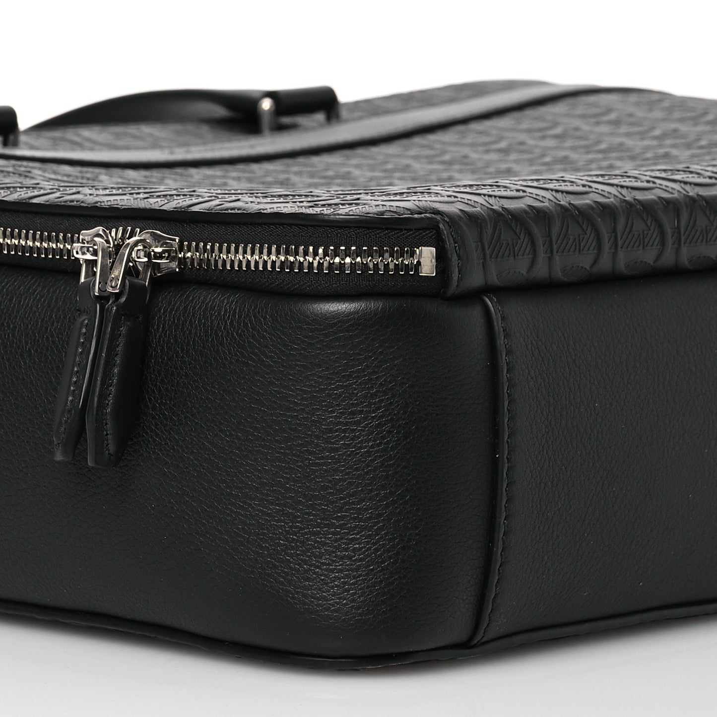 Calfskin Gancini Embossed Briefcase Black