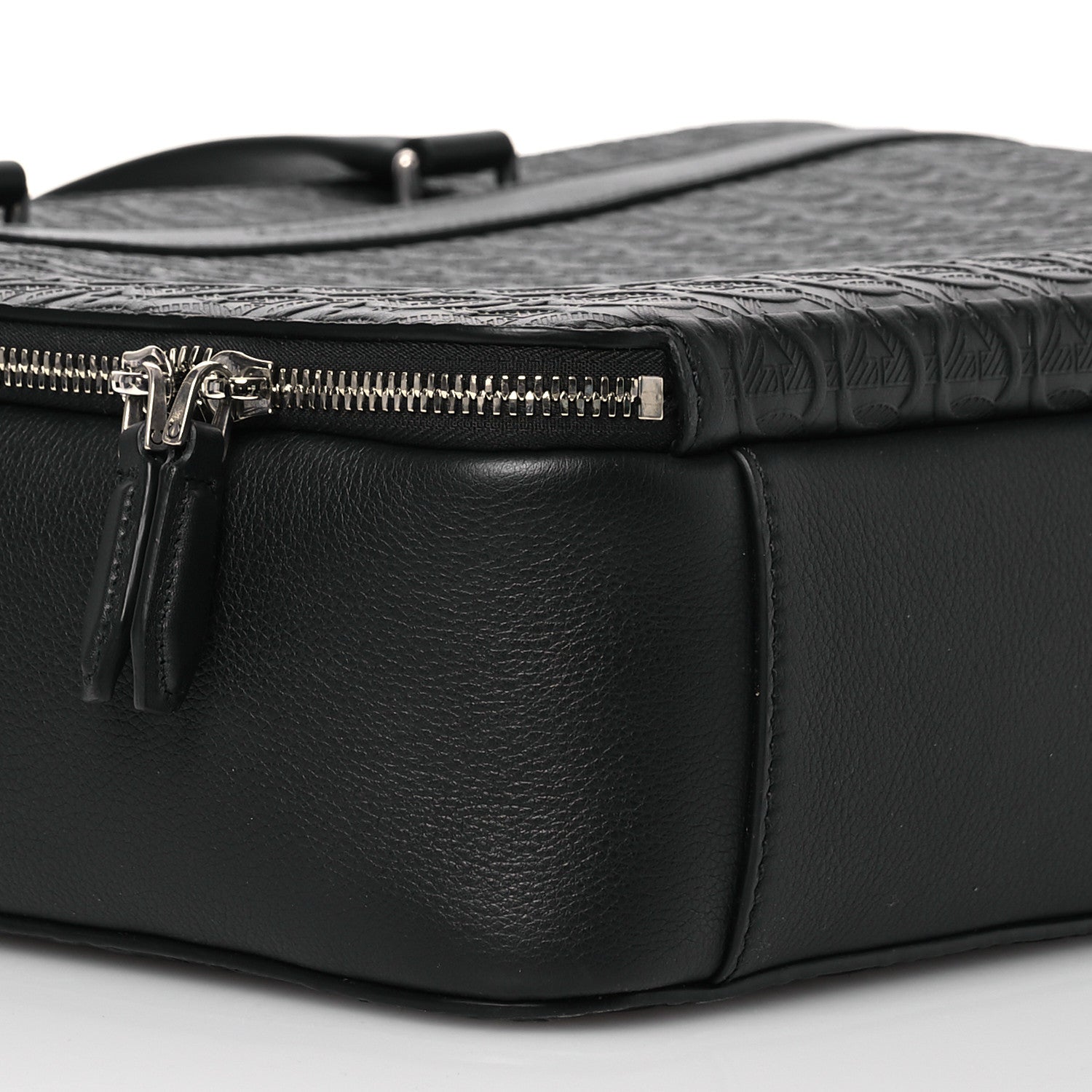 Salvatore Ferragamo Calfskin Gancini Embossed Briefcase Black 11 of 13