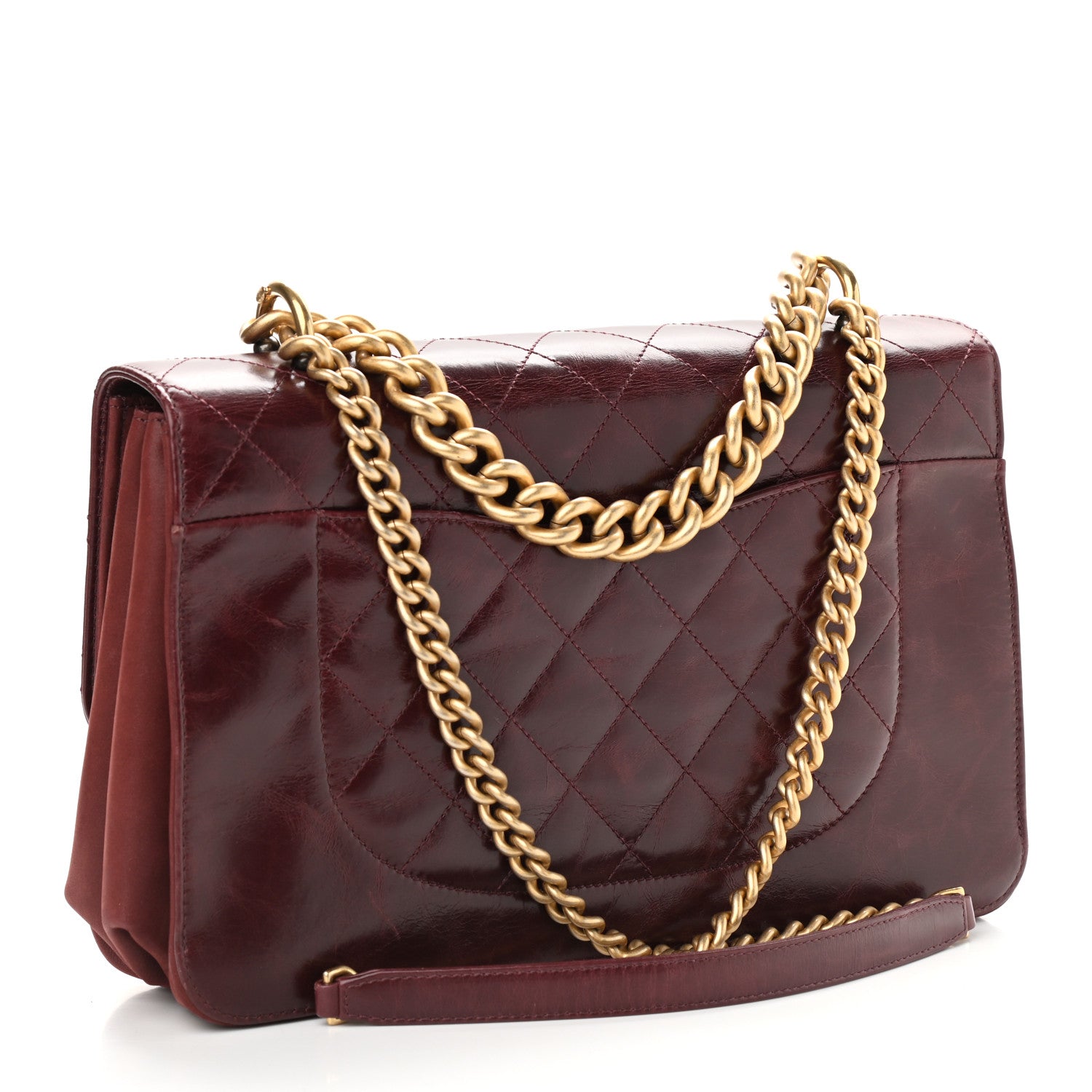 Chanel Calfskin Quilted Straight Lined Flap Burgundy 3 of 10