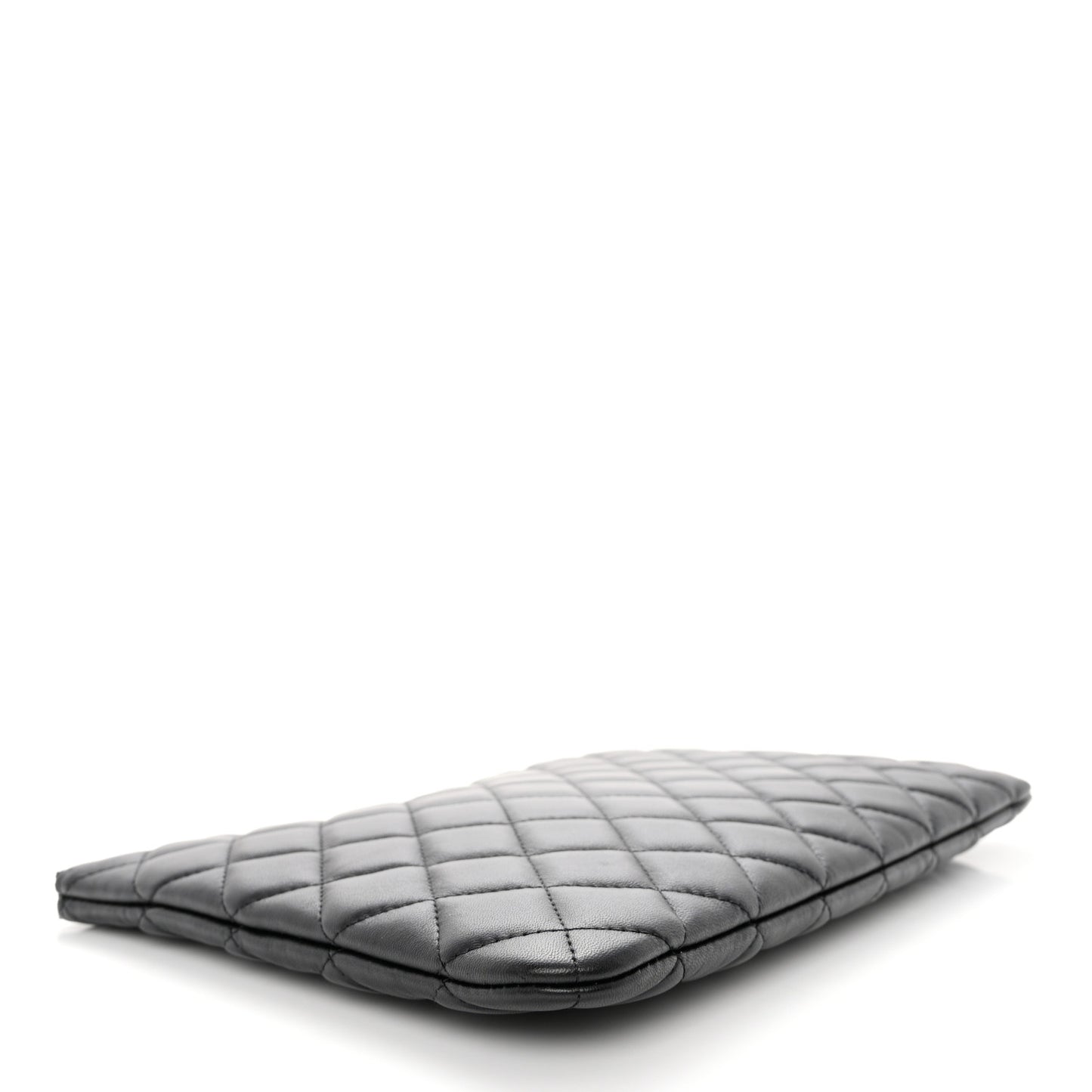 Lambskin Quilted Medium Cosmetic Case Black
