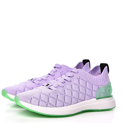 Chanel Mixed Fibers Quilted Womens CC Sneakers 39 Purple 3 of 7