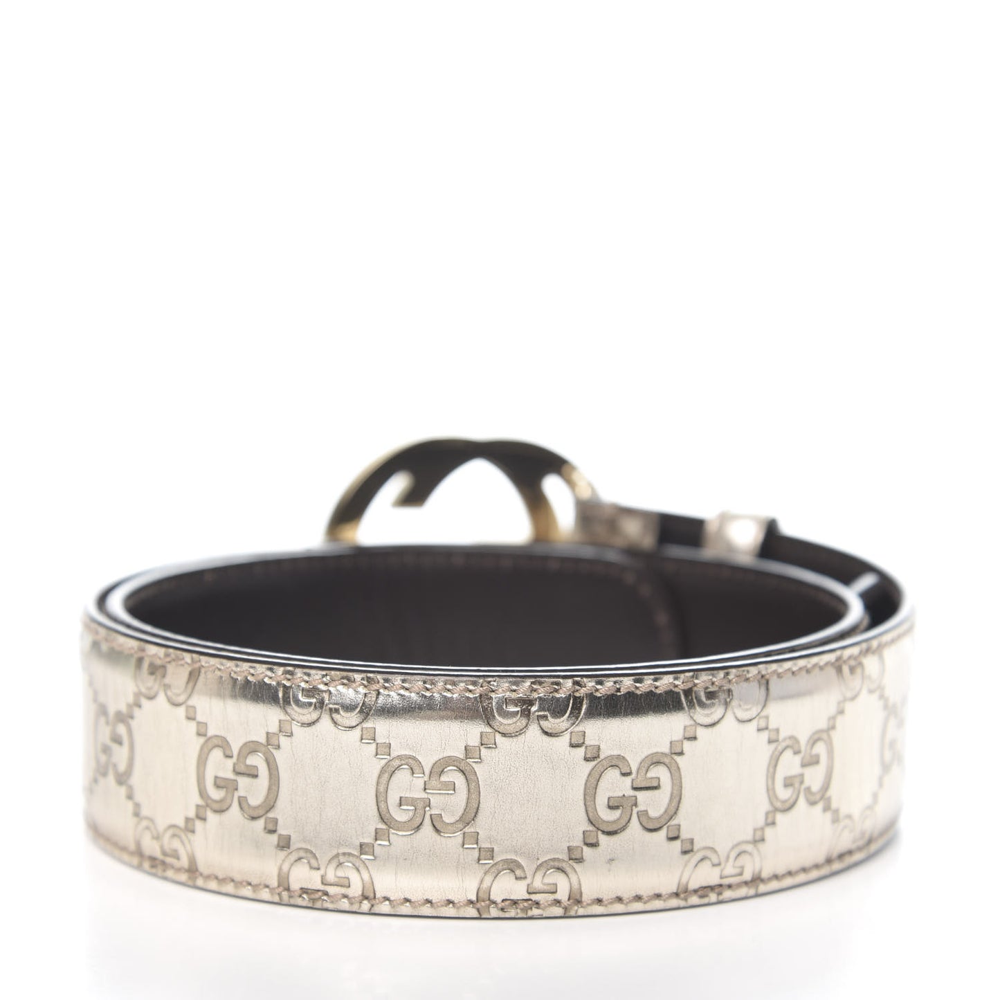 Metallic Guccissima Interlocking G Belt 80 32 Gold