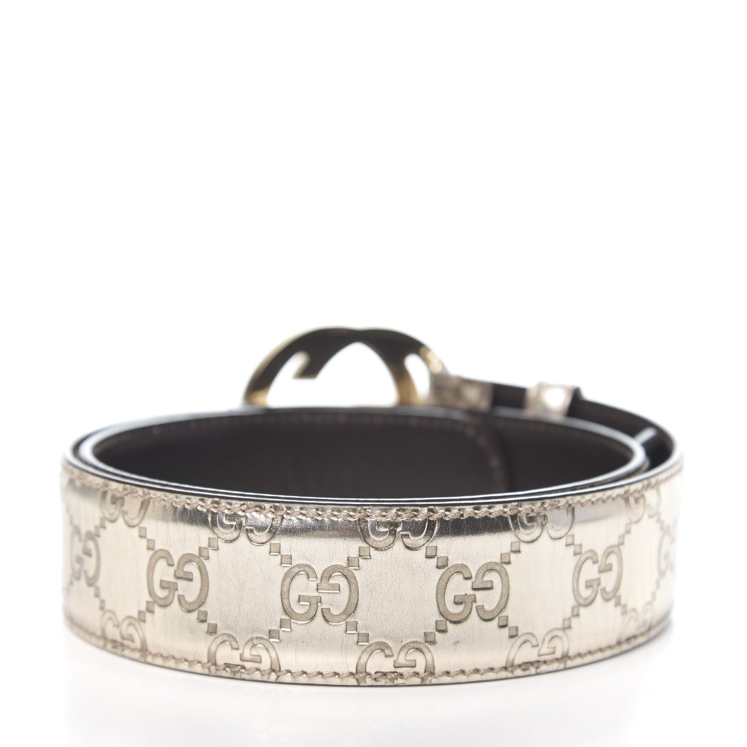 Gucci Metallic Guccissima Interlocking G Belt 80 32 Gold 2 of 6