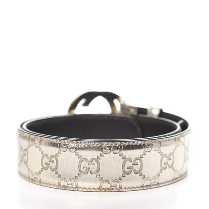Gucci Metallic Guccissima Interlocking G Belt 80 32 Gold 2 of 6