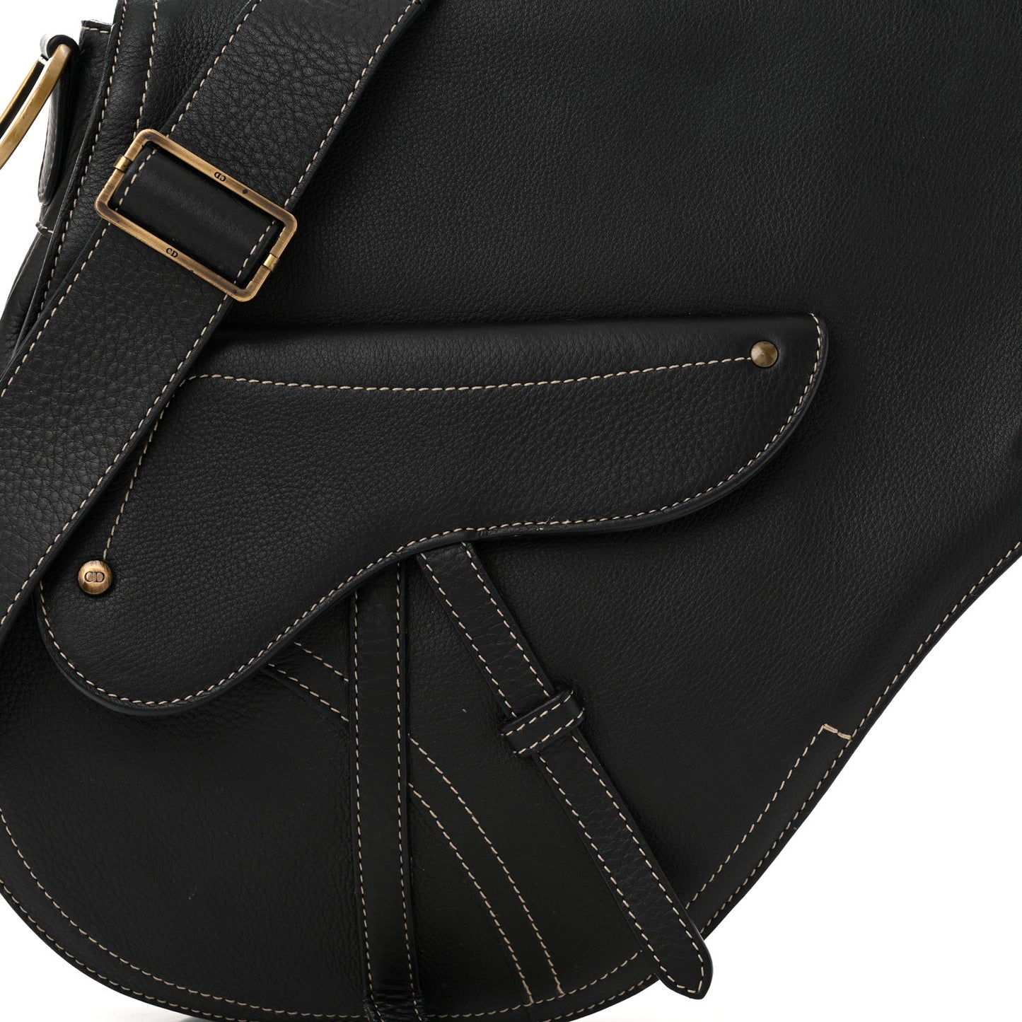 Calfskin Baudrier Saddle Bag Black