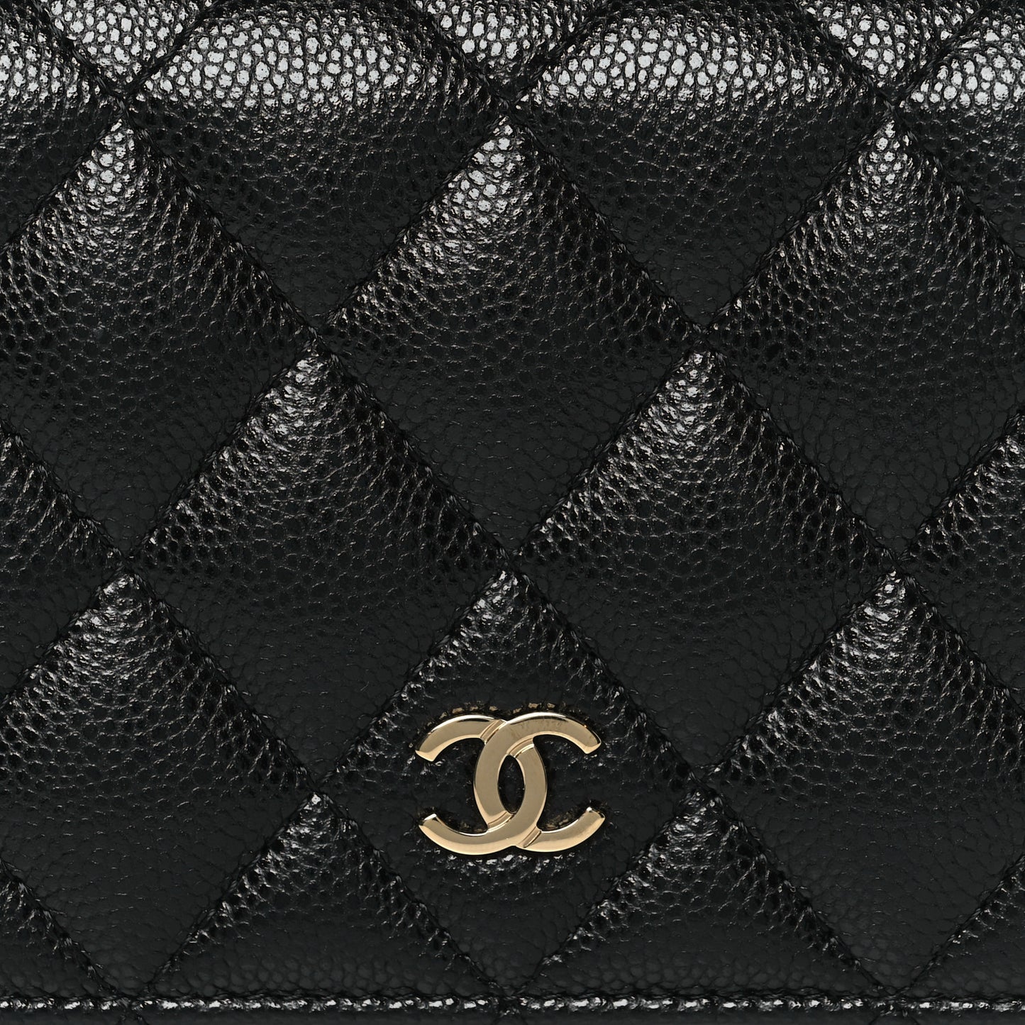 Caviar Quilted Compact Bifold Wallet Black