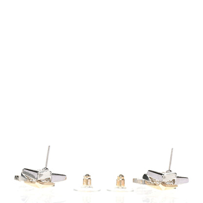 Chanel Crystal CC Star Drop Earrings Silver Gold 4 of 5